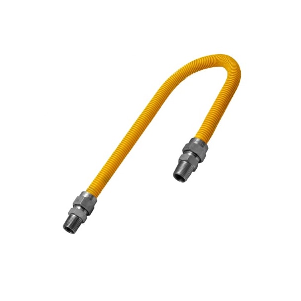 Flextron Gas Line Hose 5/8'' O.D.x24'' Len 3/4" MIP Fittings Yellow Coated Stainless Steel Flexible Connector FTGC-YC12-24N - main